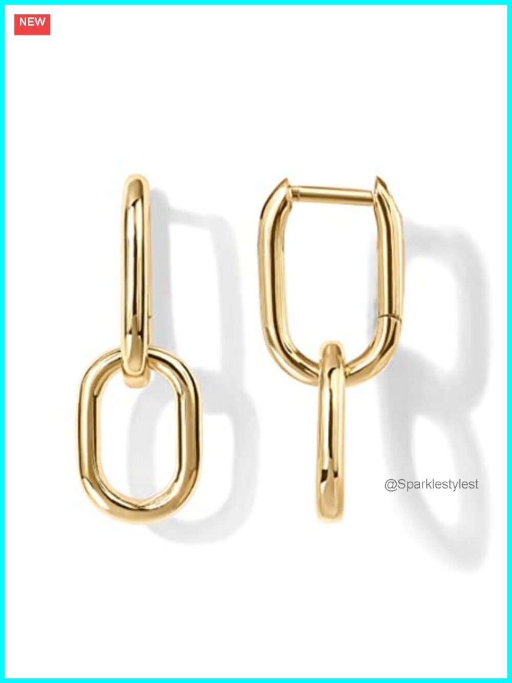 Dangle Hoop Earrings 14K Gold Plated Convertible Paperclip